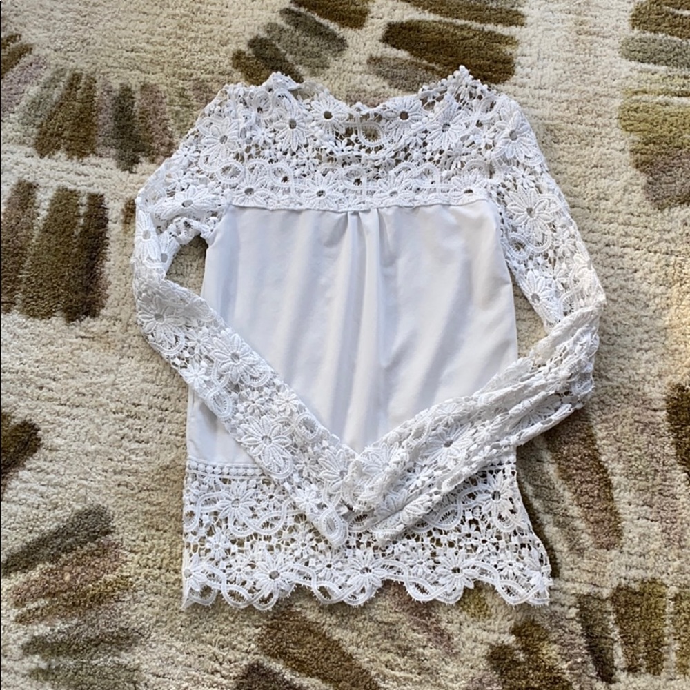 Anthropologie White Lace Top